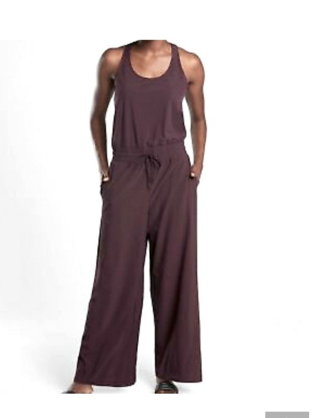 ATHLETA Revive Wide Leg Travel Jumpsuit in Agate (Eggplant) Size 10 -- WOW WOW!!